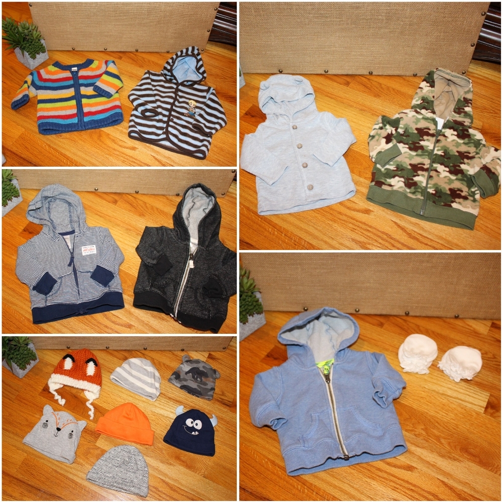 Baby Boy Jacket & Hat Lot Bundle Size 0-6 Months